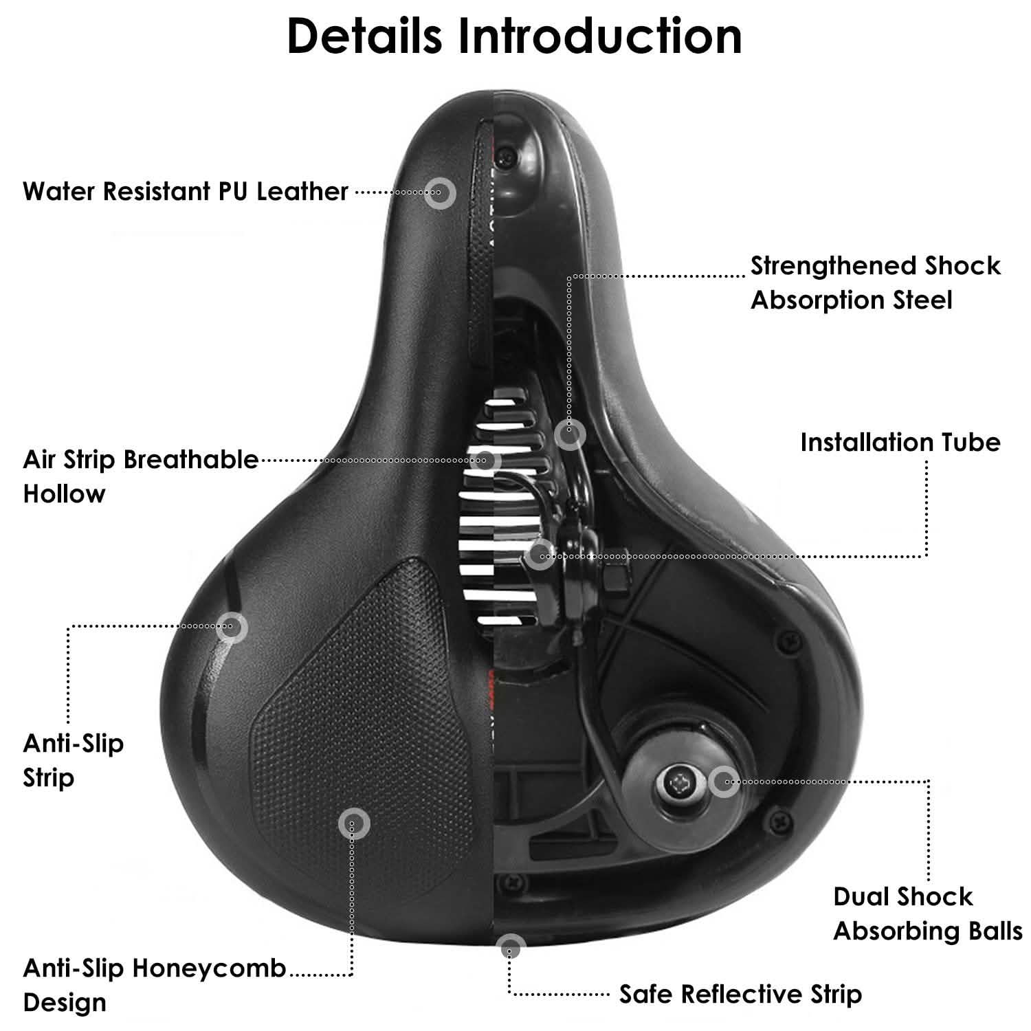 Comfortable Bike Seat Water Resistant MTB Bicycle Padded Saddle DailySale