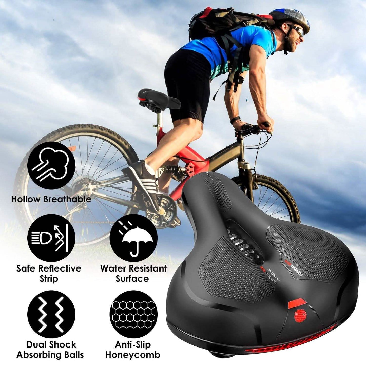 Comfortable Bike Seat Water Resistant MTB Bicycle Padded Saddle DailySale