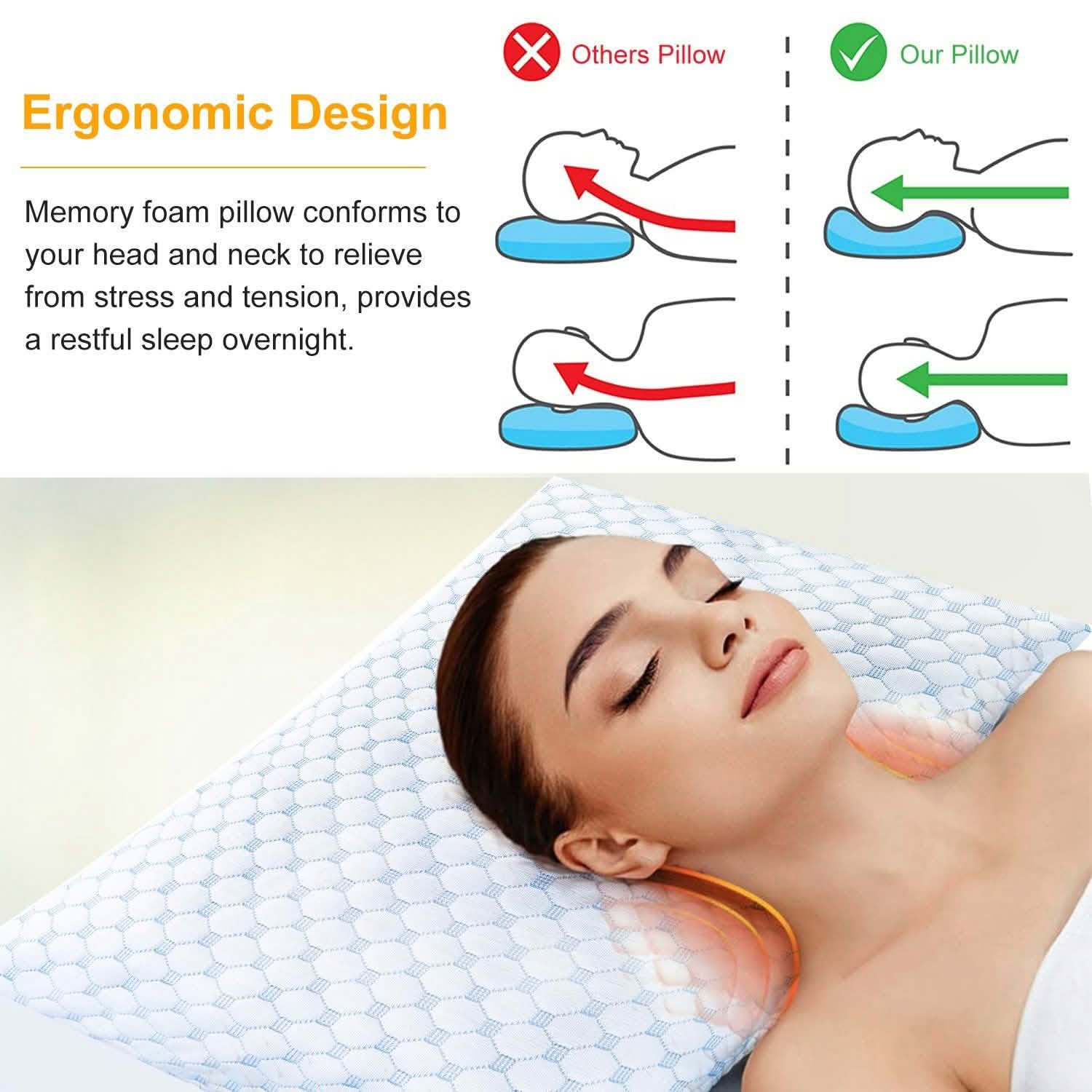 Cooling Memory Foam Pillow Ventilated with Cooling Gel Infused Memory Foam DailySale