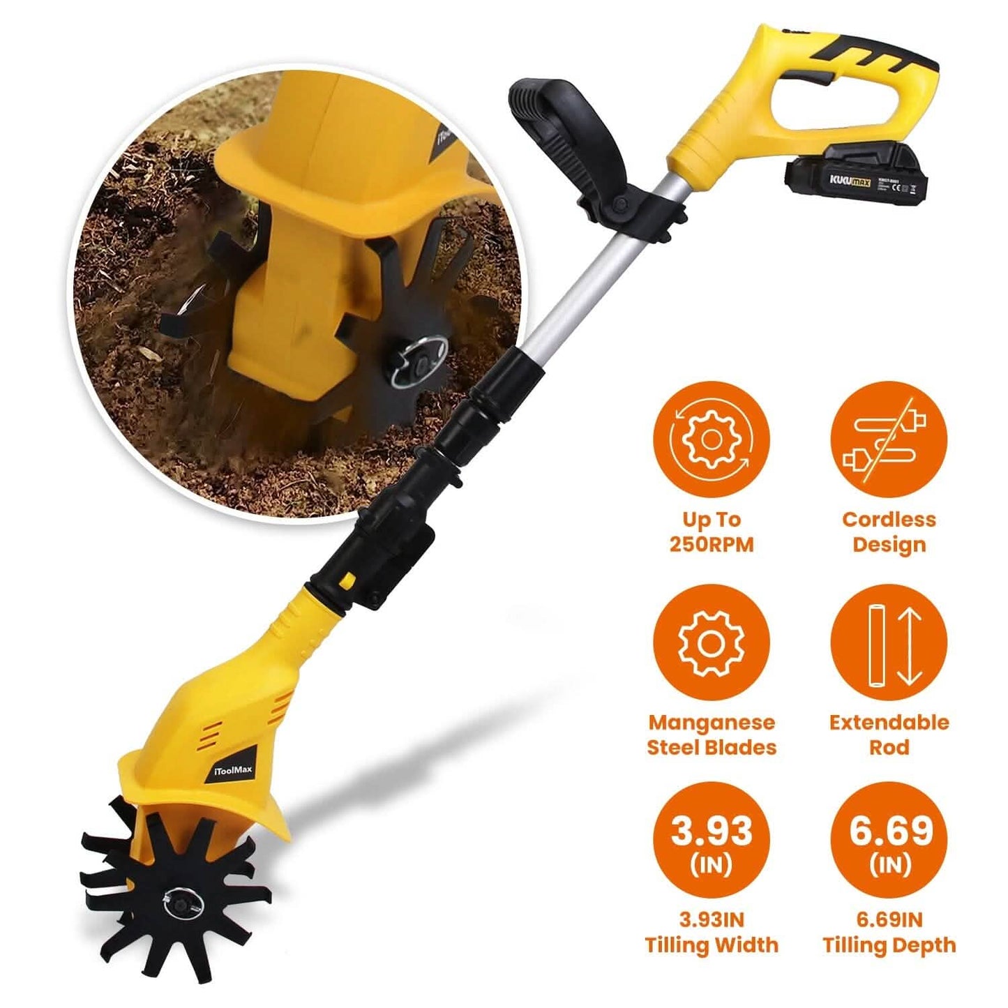 Cordless Electric Garden Tiller Cultivator With 20V Rechargeable Battery DailySale