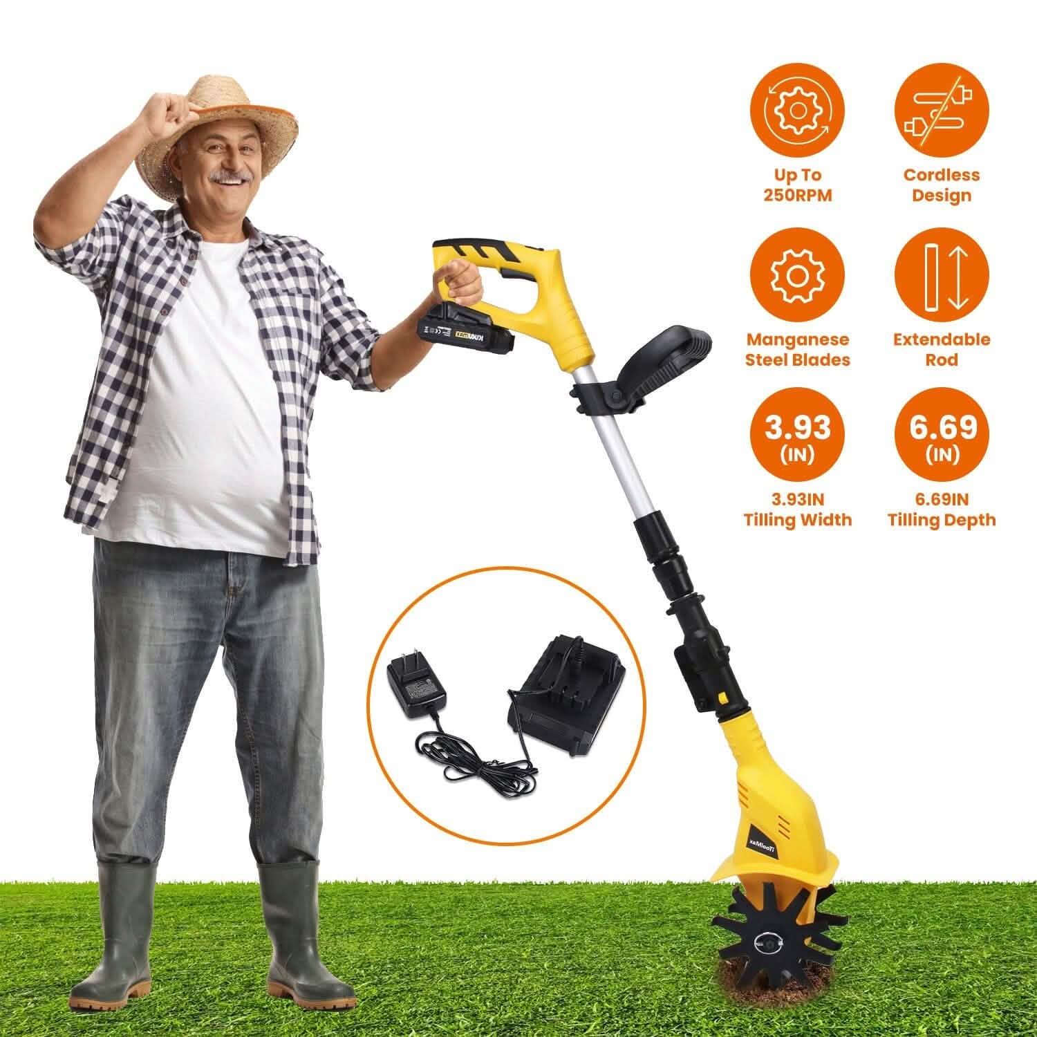 Cordless Electric Garden Tiller Cultivator With 20V Rechargeable Battery DailySale