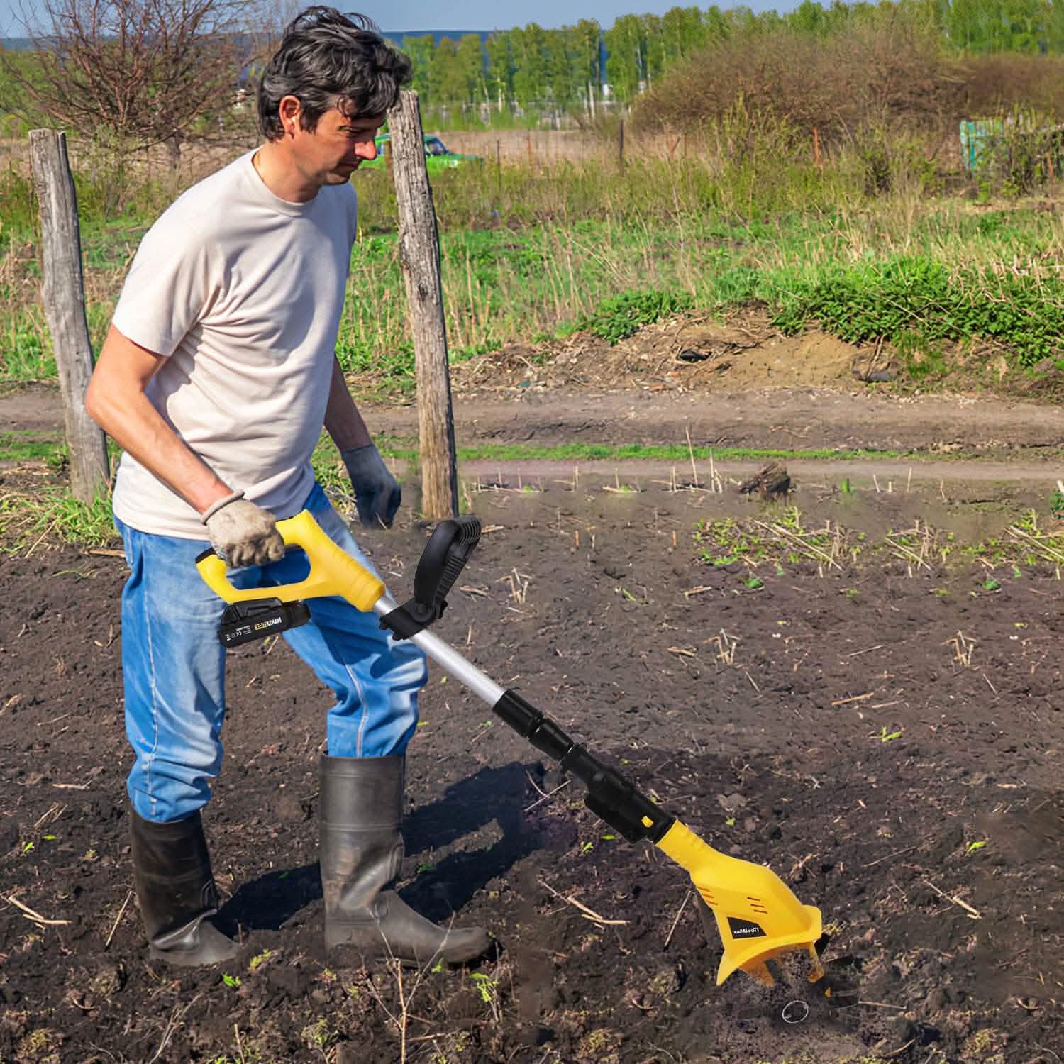 Cordless Electric Garden Tiller Cultivator With 20V Rechargeable Battery DailySale