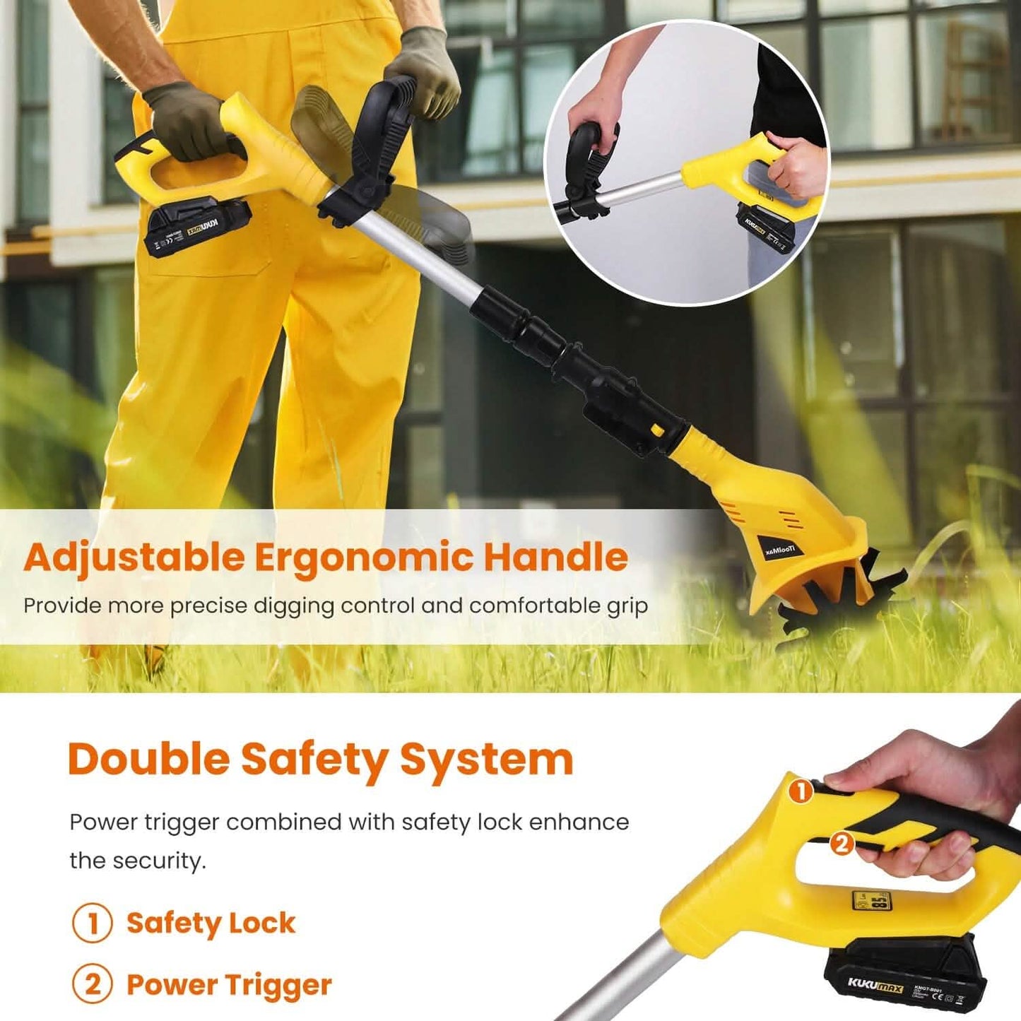Cordless Electric Garden Tiller Cultivator With 20V Rechargeable Battery DailySale