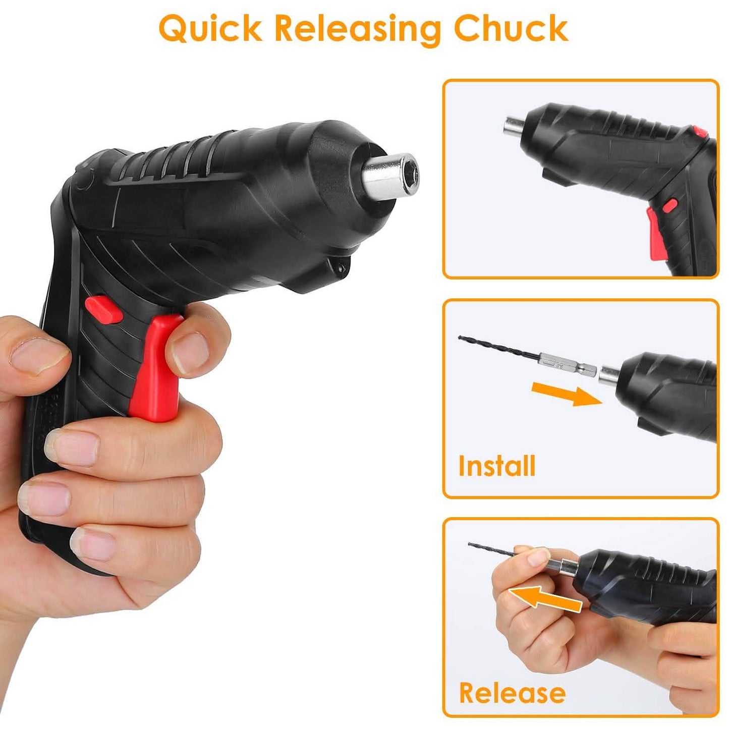 Cordless Electric Screwdriver Set with LED Work Light USB Rechargeable DailySale