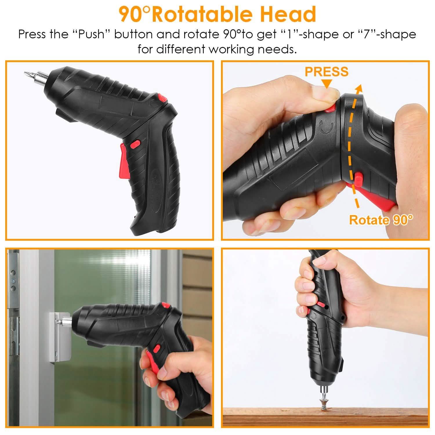 Cordless Electric Screwdriver Set with LED Work Light USB Rechargeable DailySale