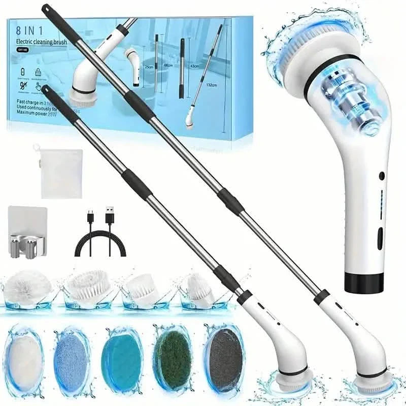 Cordless Power Spinning Cleaner Brush - 8 Replaceable Brush Heads DailySale