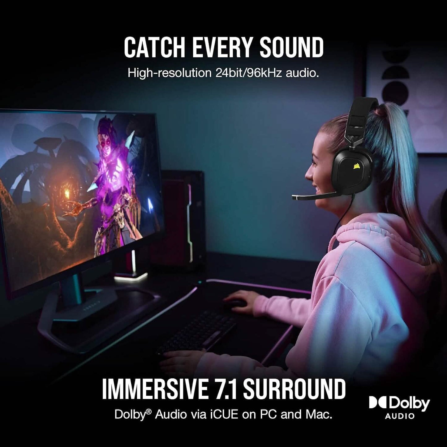 Corsair HS80 RGB USB Premium Gaming Headset (Refurbished) DailySale