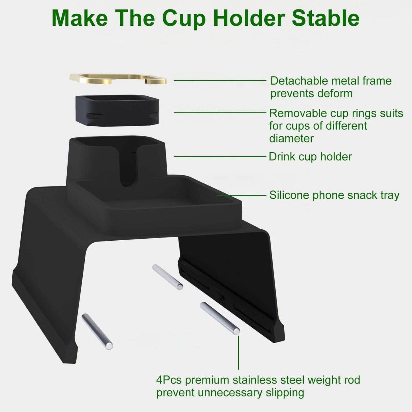 Couch Arm Cup Holder Tray Anti-spill Anti-slip Silicone Armrest Remote Snack Organizer DailySale