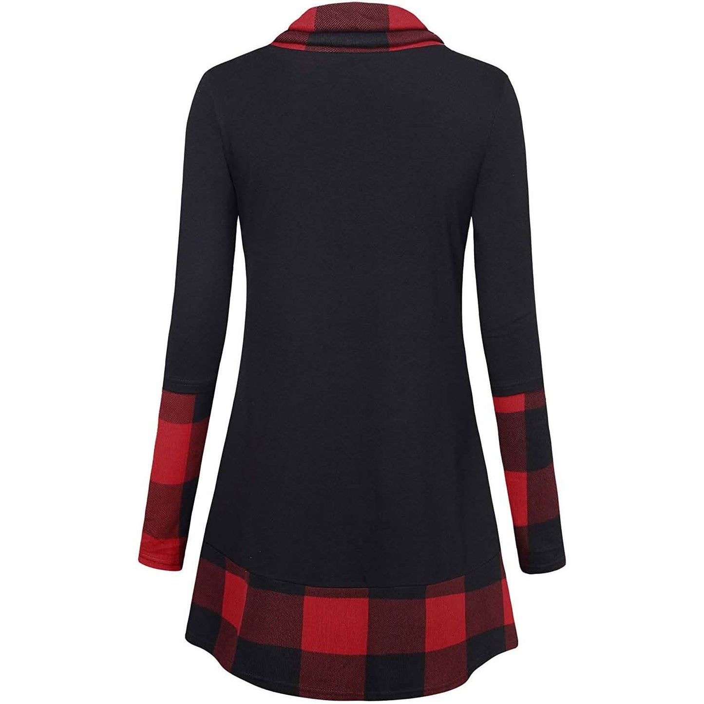 Cowl Neck Long Sleeve Patchwork Top DailySale