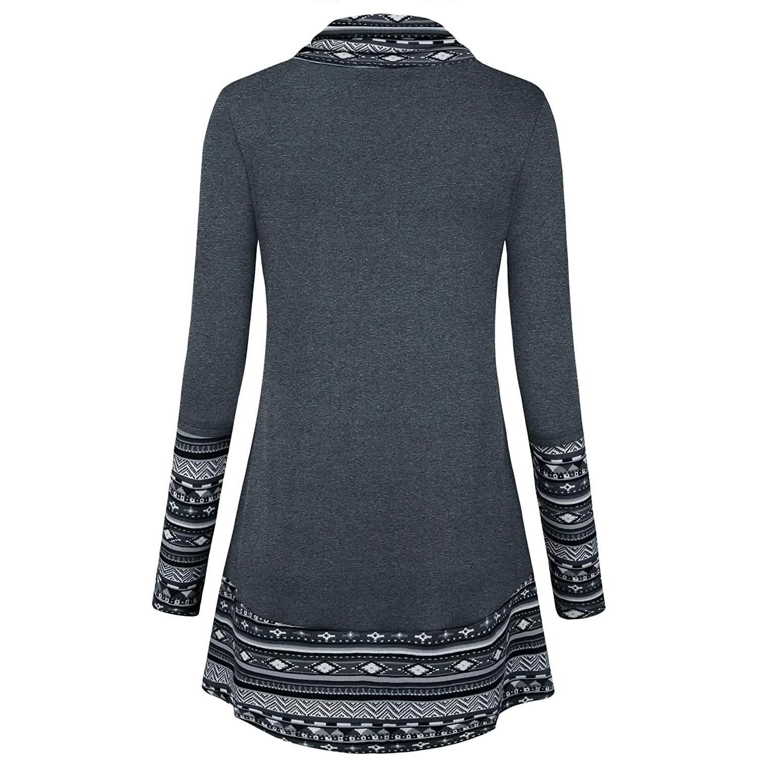 Cowl Neck Long Sleeve Patchwork Top DailySale