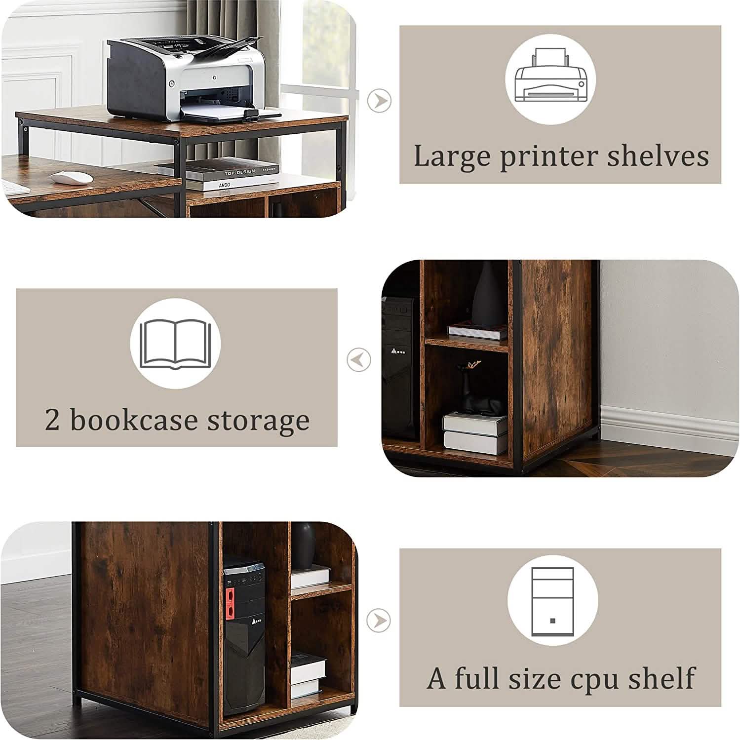 CPU Storage Printer Stand Writing PC Table DailySale