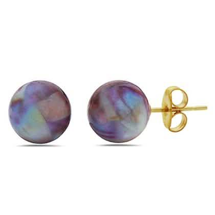 Created Abalone Stud Earrings in 10K Gold DailySale