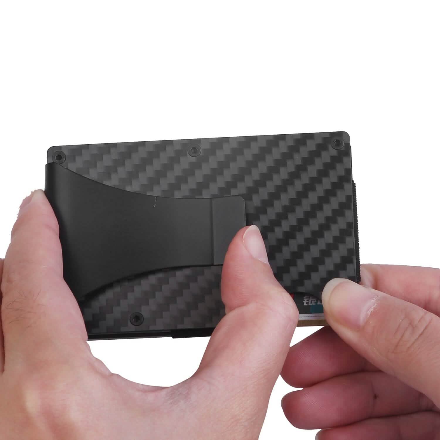 Credit Card Holder with Cash Clip Carbon Fiber RFID Blocking Scan for Men DailySale
