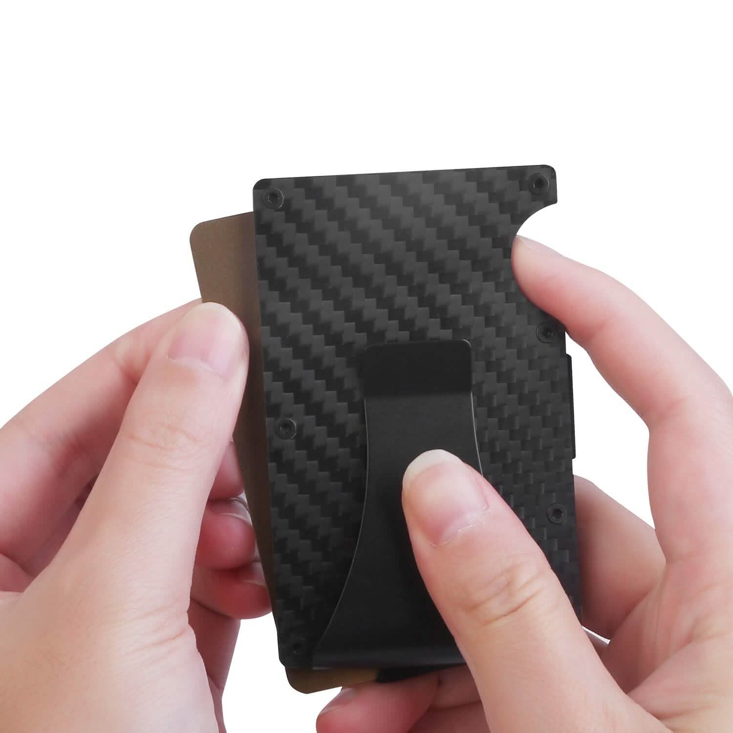 Credit Card Holder with Cash Clip Carbon Fiber RFID Blocking Scan for Men DailySale