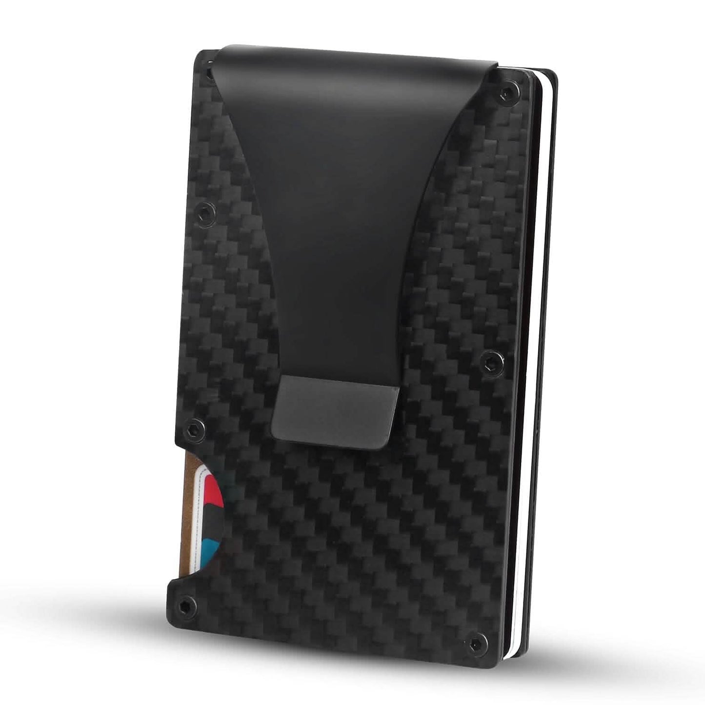 Credit Card Holder with Cash Clip Carbon Fiber RFID Blocking Scan for Men DailySale