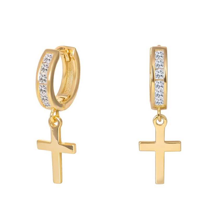 Cross Drop Huggies in Sterling Silver DailySale