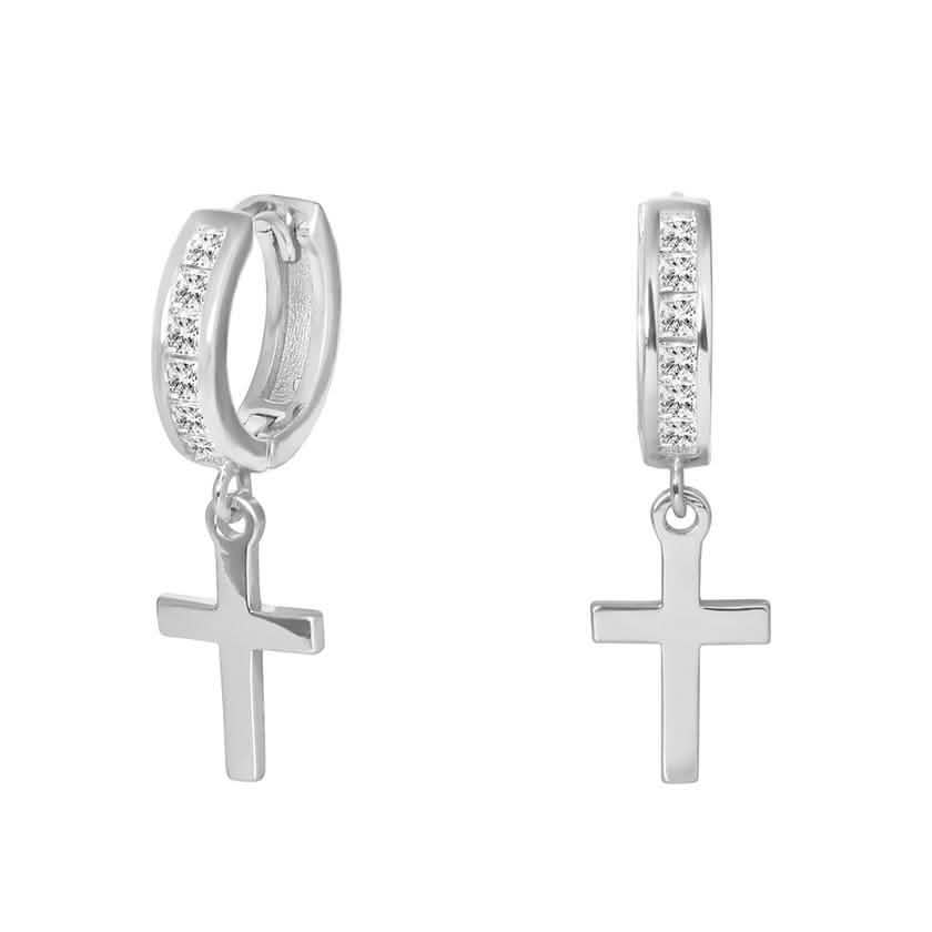 Cross Drop Huggies in Sterling Silver DailySale