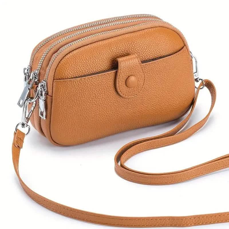 Crossbody Bags for Women Small Genuine Leather Shoulder Purse Cross Body Bag with Triple Top Zipper Adjustable Strap DailySale