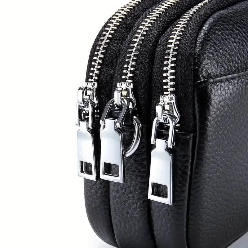 Crossbody Bags for Women Small Genuine Leather Shoulder Purse Cross Body Bag with Triple Top Zipper Adjustable Strap DailySale