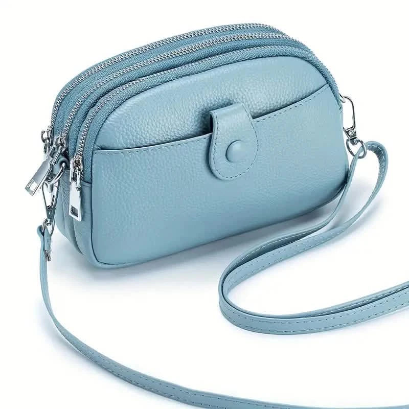 Crossbody Bags for Women Small Genuine Leather Shoulder Purse Cross Body Bag with Triple Top Zipper Adjustable Strap DailySale