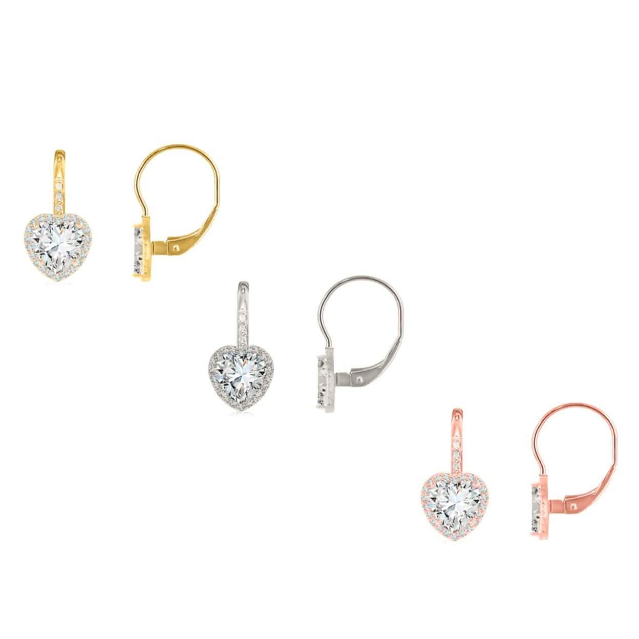 Crystal Lever-back Halo Heart Earrings DailySale