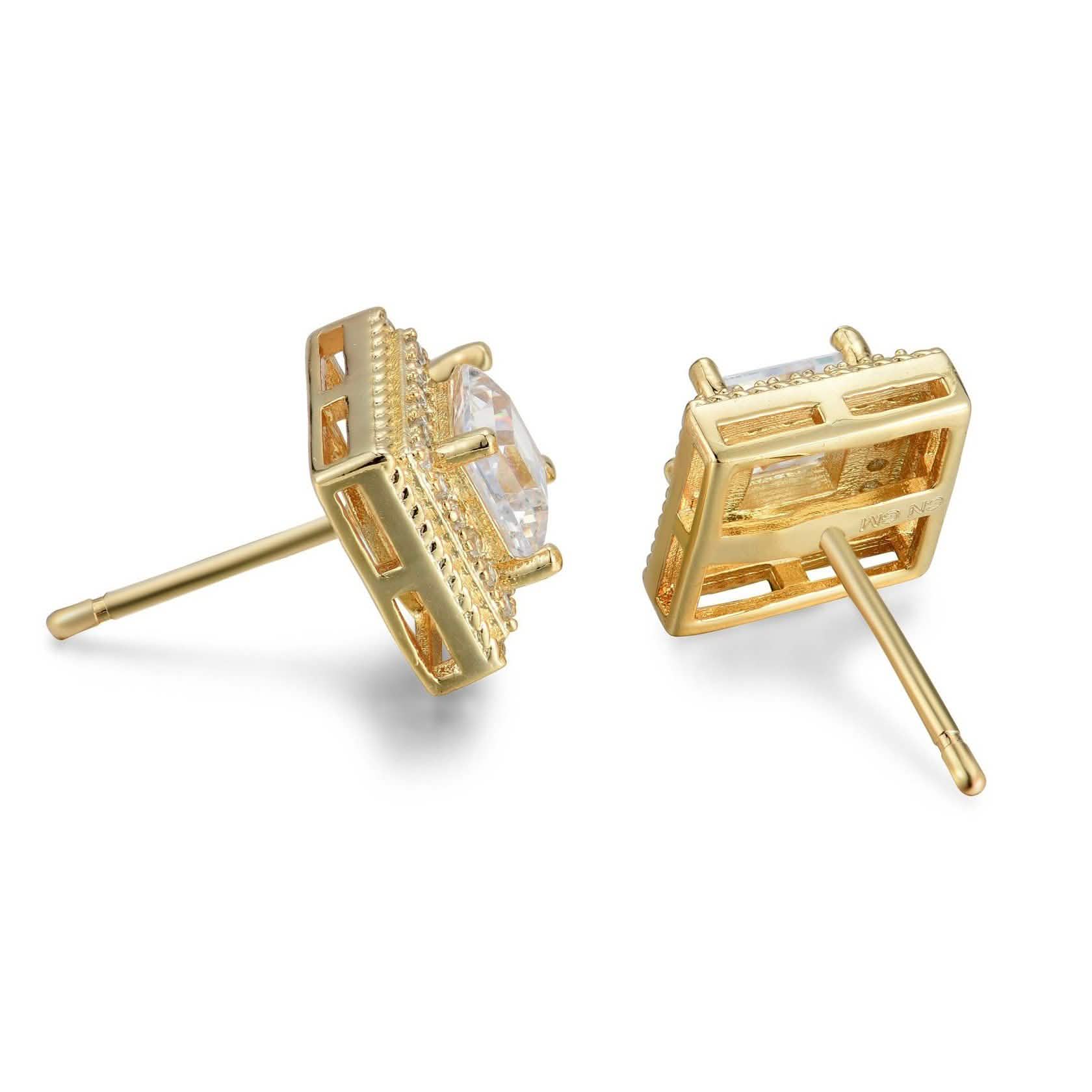 Cubic Zirconia Princess Cable Halo Stud Earrings DailySale