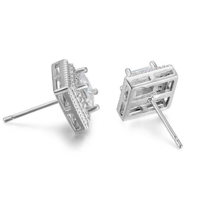 Cubic Zirconia Princess Cable Halo Stud Earrings DailySale