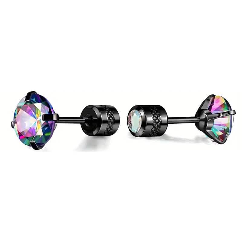 Cubic Zirconia Screw Back Stainless Steel Stud Earrings DailySale