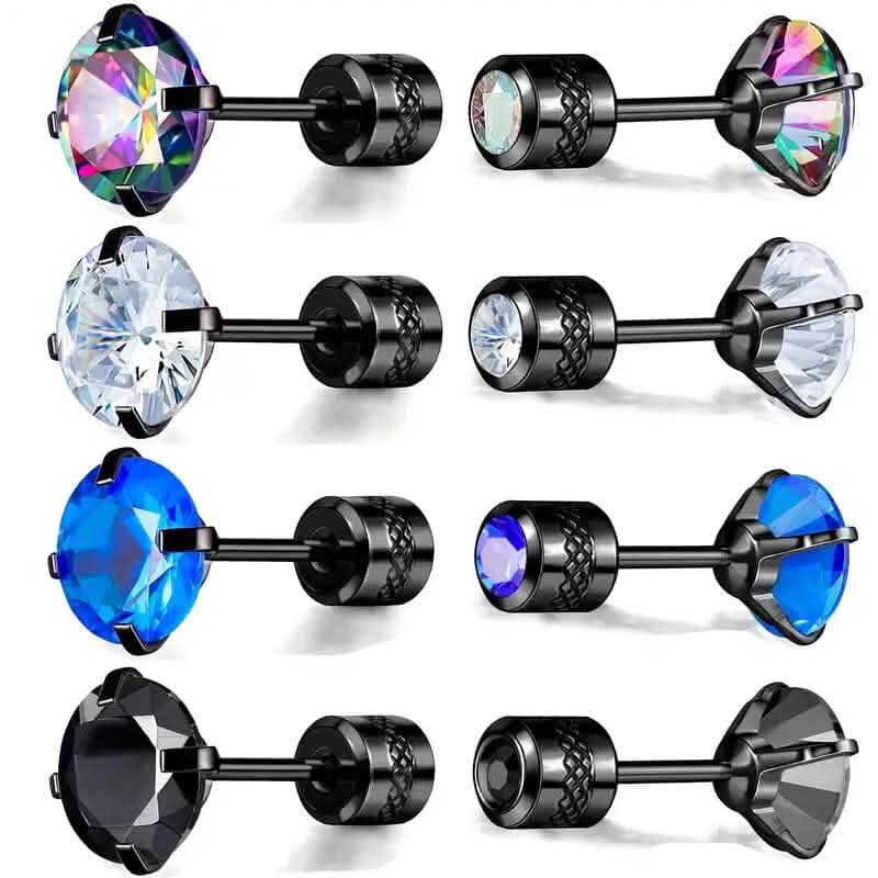 Cubic Zirconia Screw Back Stainless Steel Stud Earrings DailySale