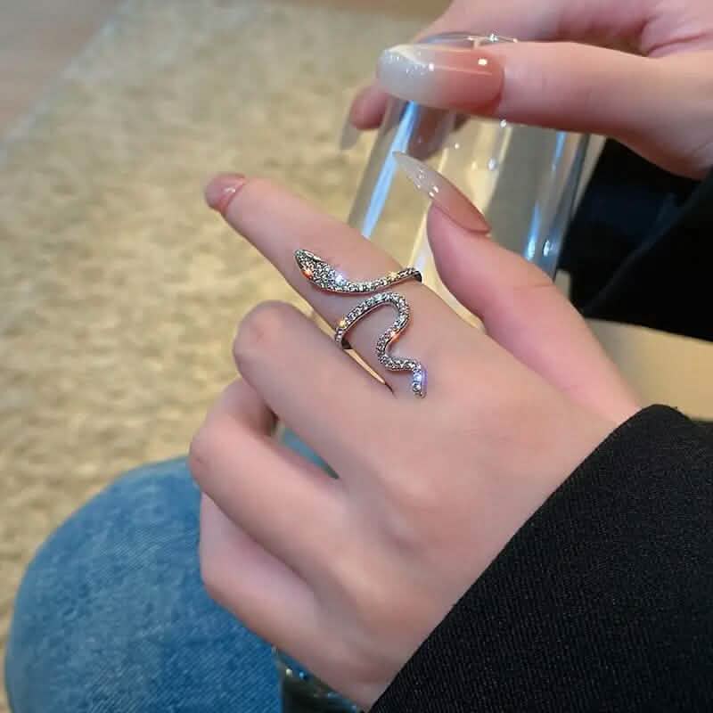 Cubic Zirconia Wrapped Small Snake Opening Adjustable Ring DailySale