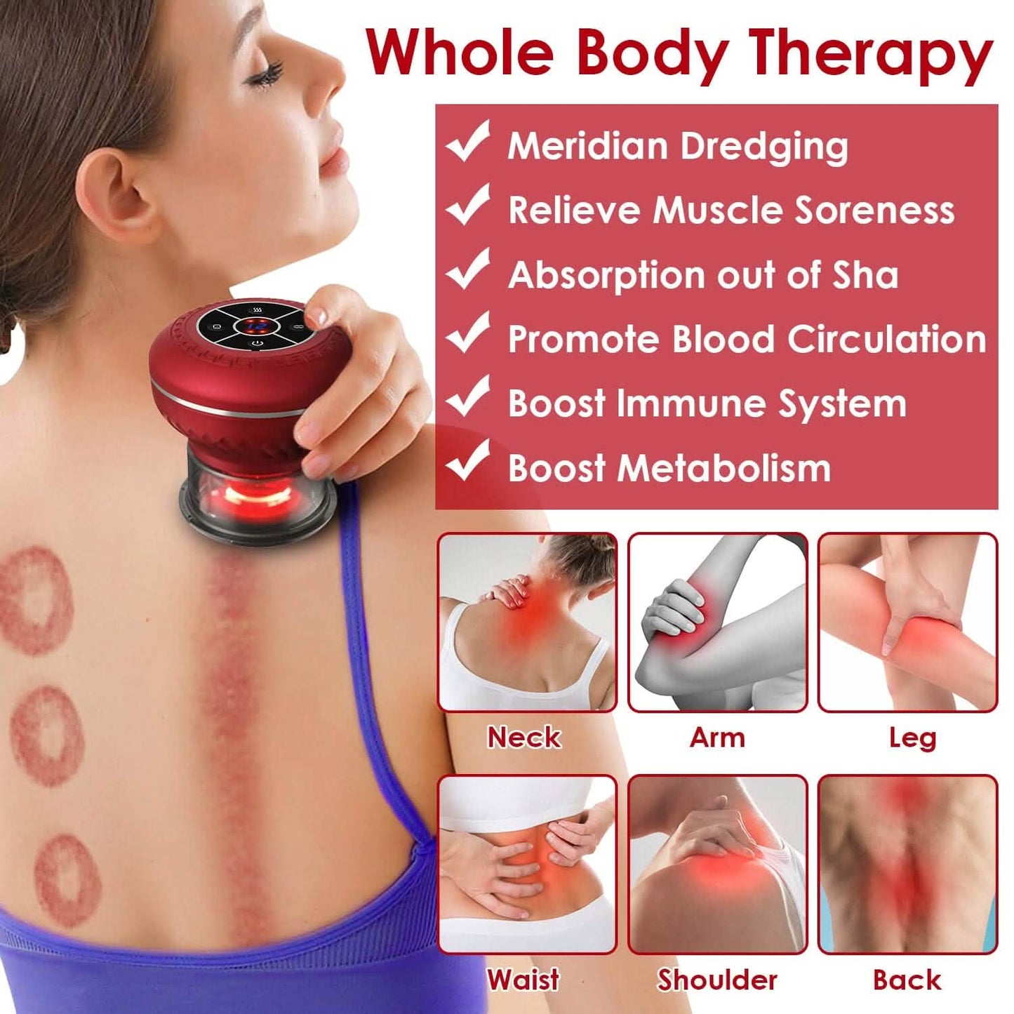 Cuppin Therapy Massager with Red Light Heat Therapy 16 Level Temperature DailySale