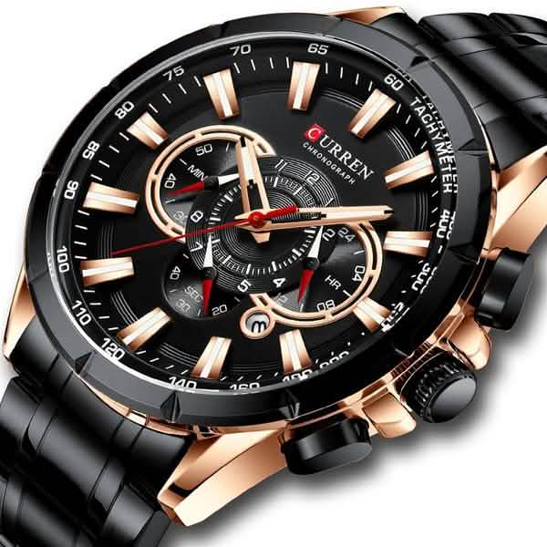 CURREN Men's Multifunctional Chronograph Calendar Quartz Waterproof Full Steel Watch DailySale