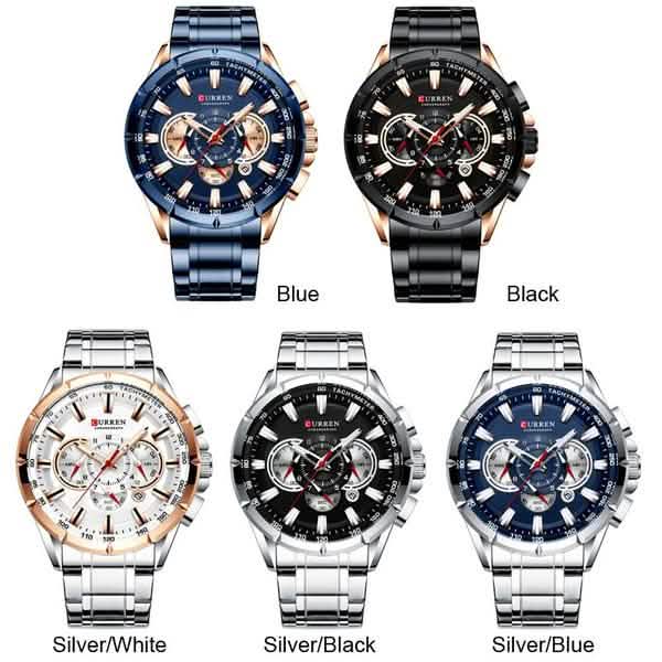 CURREN Men's Multifunctional Chronograph Calendar Quartz Waterproof Full Steel Watch DailySale