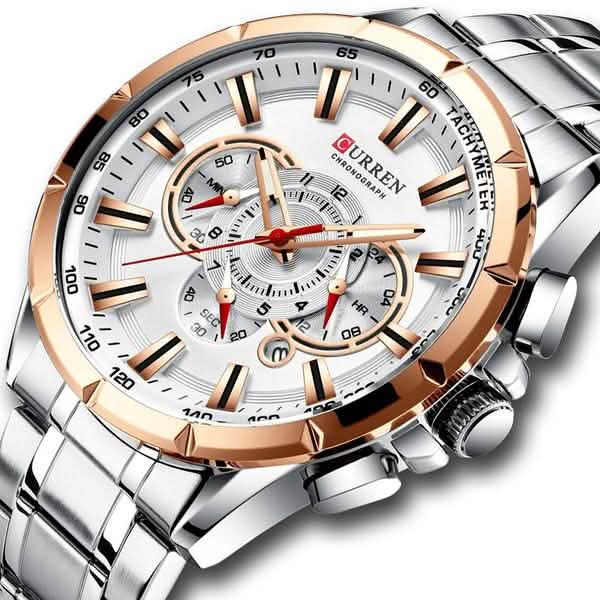 CURREN Men's Multifunctional Chronograph Calendar Quartz Waterproof Full Steel Watch DailySale