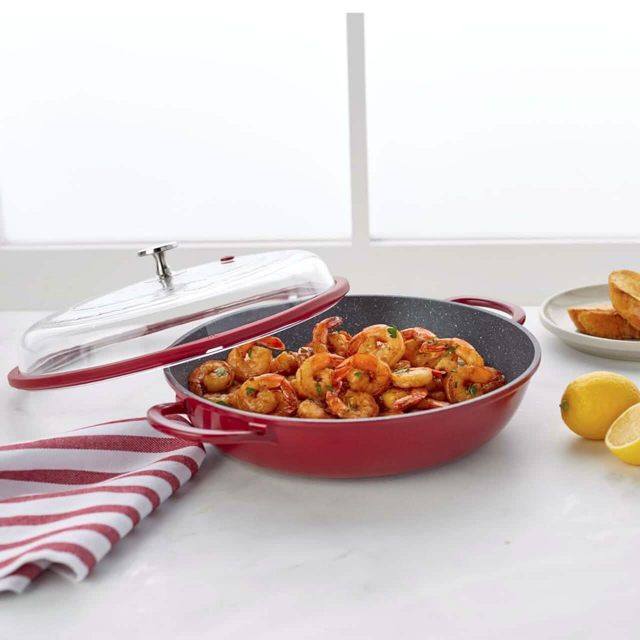 Curtis Stone 4-Quart Cast Aluminum Pan with Glass Lid (Refurbished) DailySale