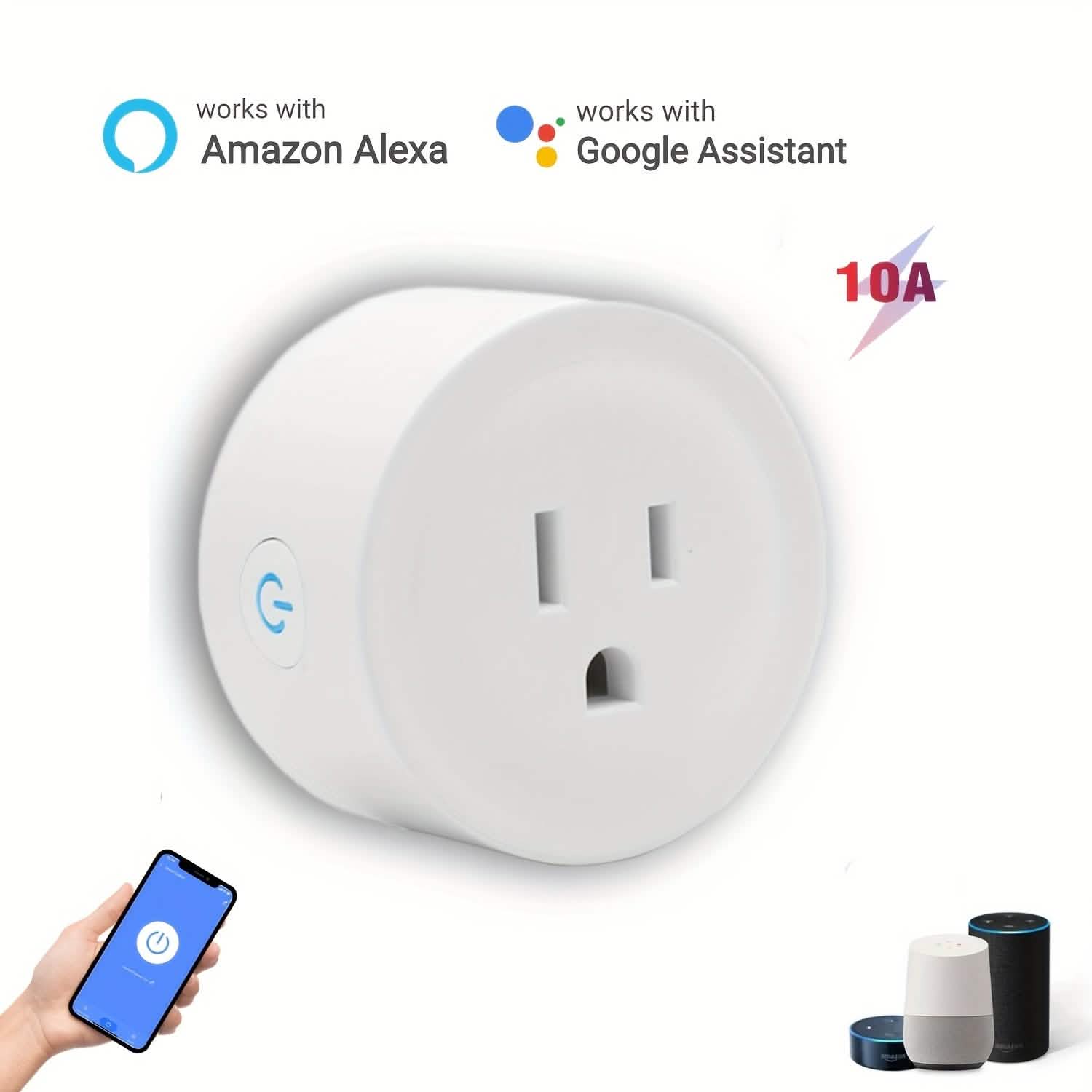 Smart WiFi Plug Outlet Adapter, Works with Alexa & Google, Timer, Voice Control, 2.4GHz Network Home Automation DailySale