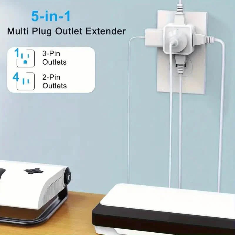 Multi-Function Socket Adapter – Five-Way Wall Extension DailySale