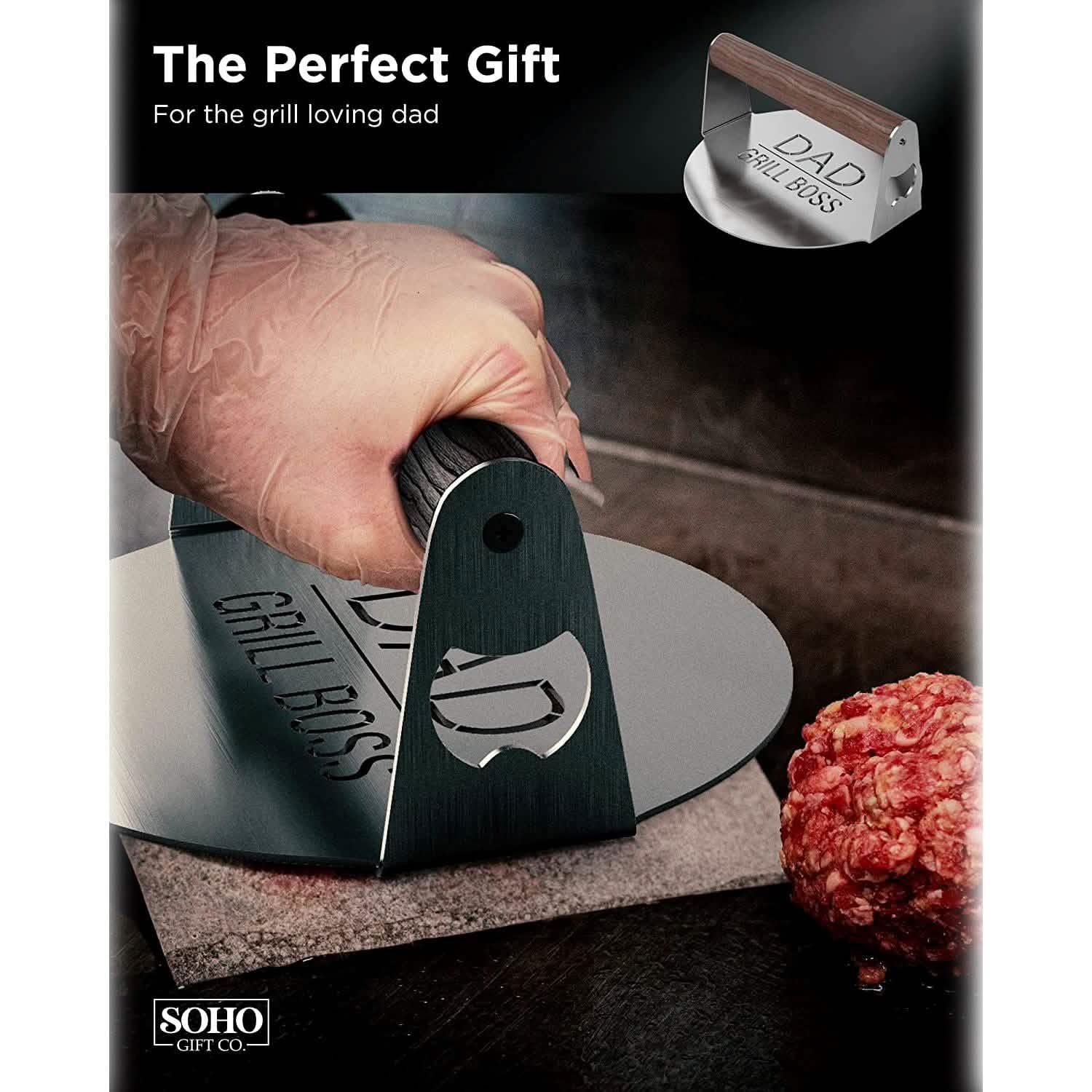 DAD The Grill Boss BBQ Press Grilling Stainless Steel Smash Burger Press DailySale