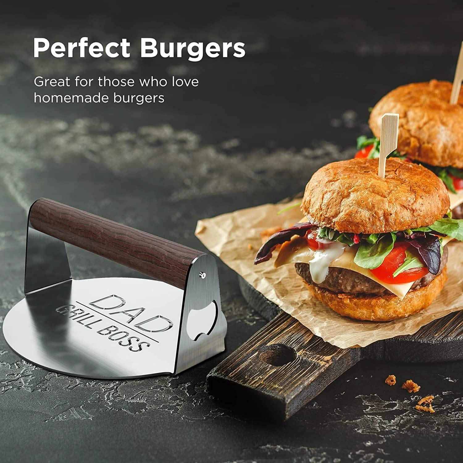 DAD The Grill Boss BBQ Press Grilling Stainless Steel Smash Burger Press DailySale