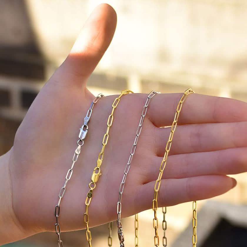 Dainty Paperclip Layering Chains in Sterling Silver DailySale