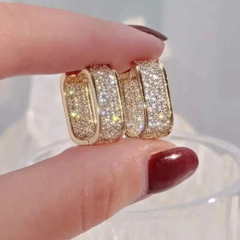 Dainty Paved CZ Hoop Earrings 18k Gold Plated Ear Jewelry DailySale