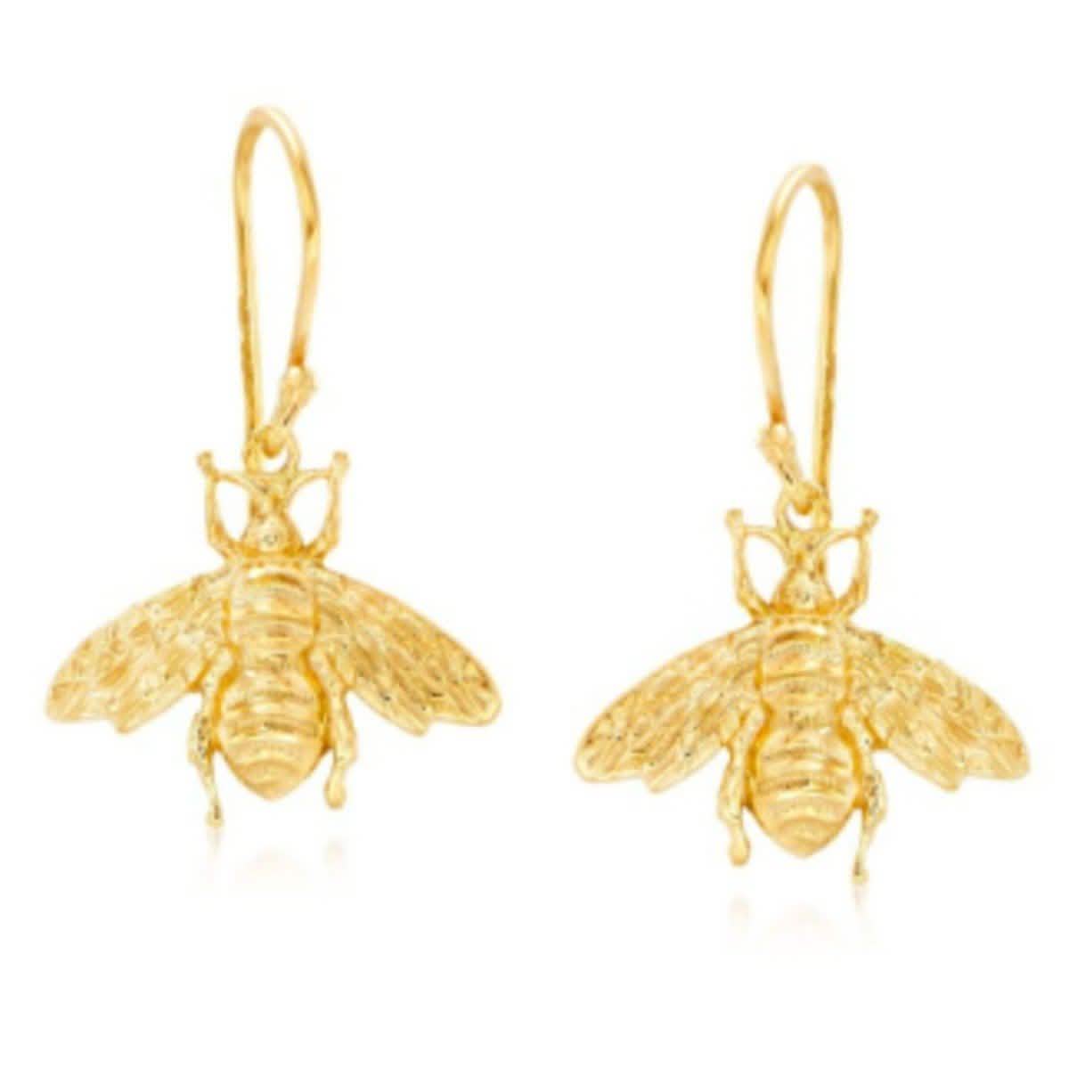 Dangling Bumble Bee Earrings in 14K Gold DailySale