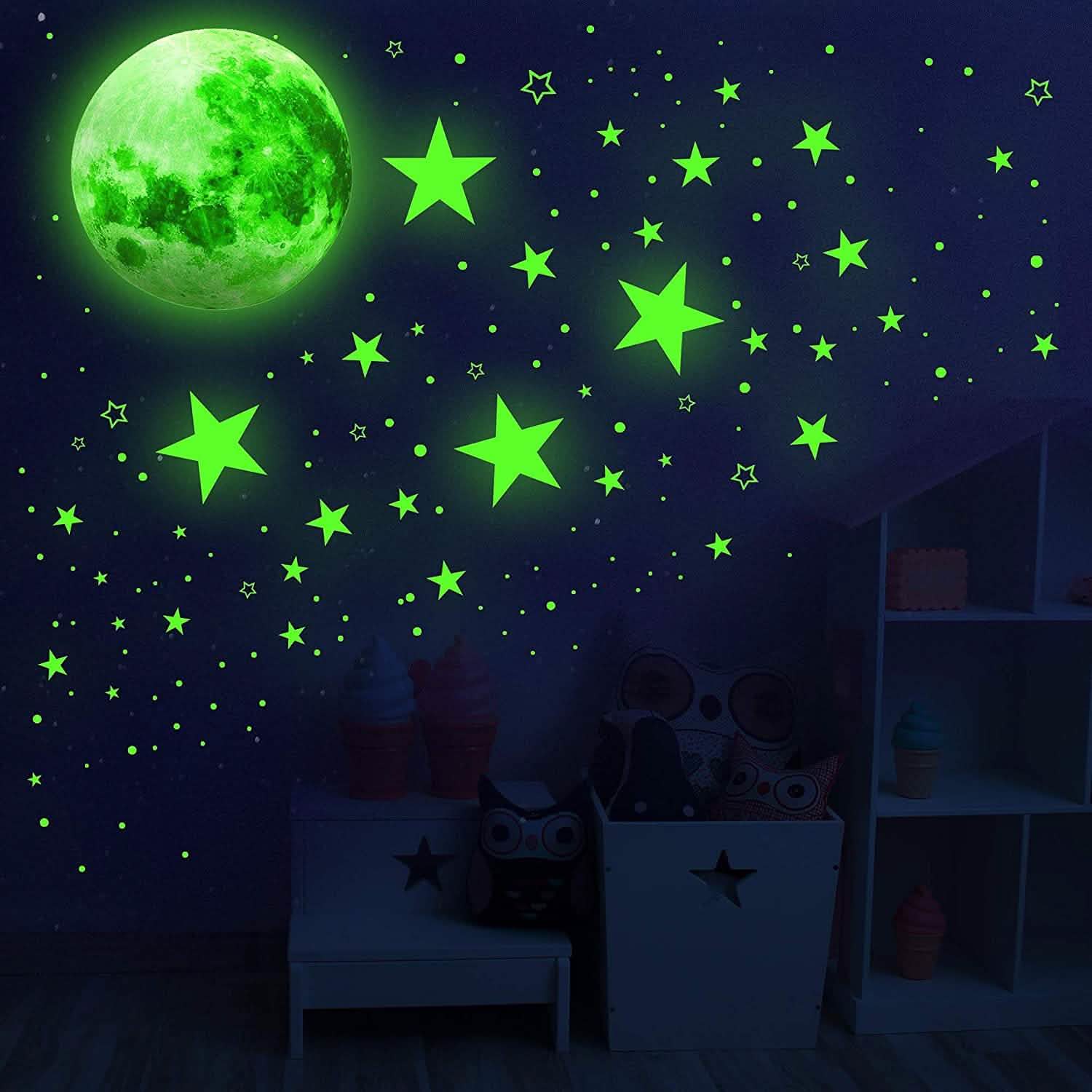 Dark Star Glow and Moon Wall Sticker DailySale