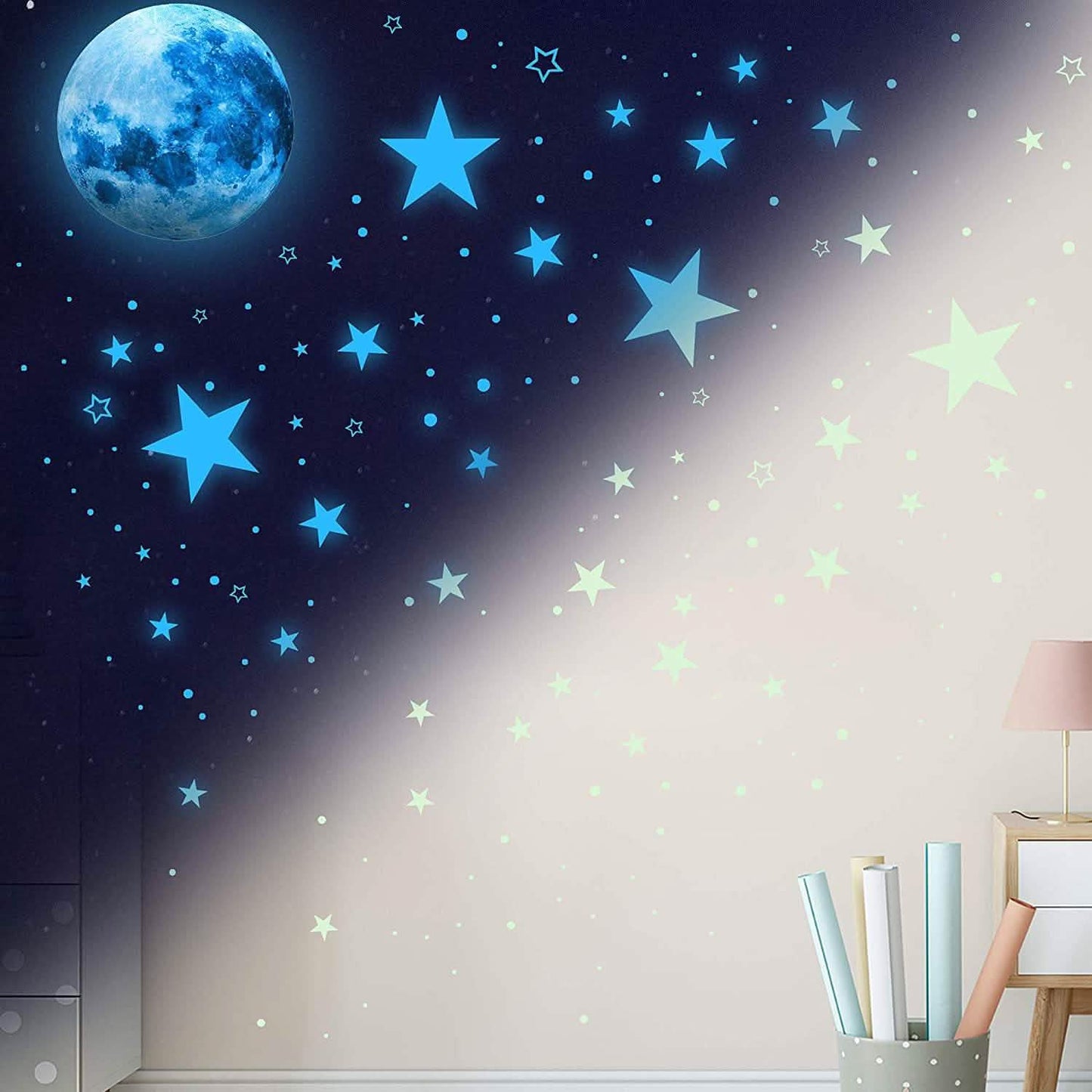 Dark Star Glow and Moon Wall Sticker DailySale