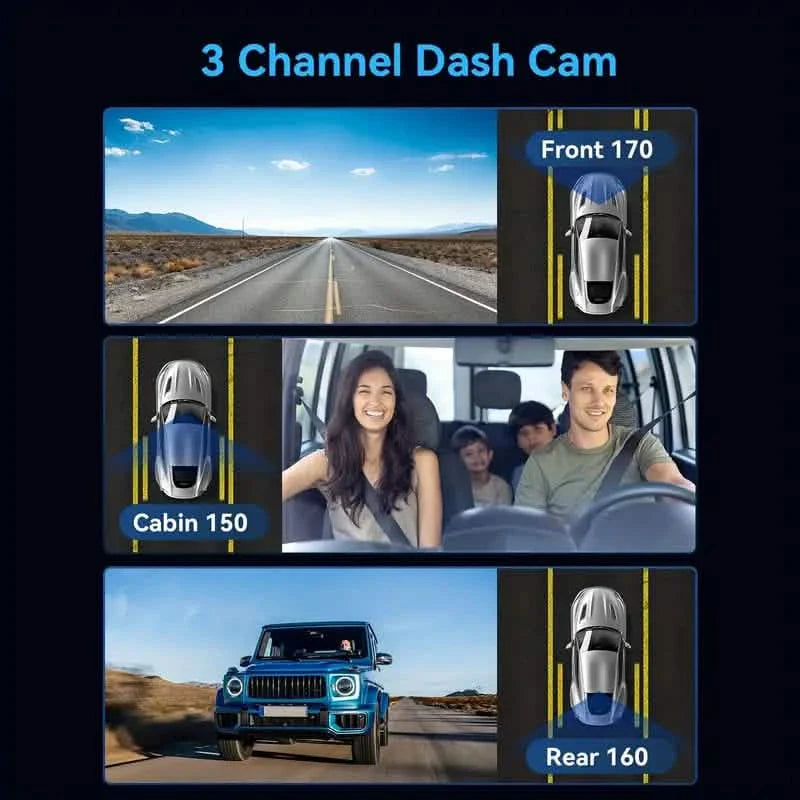1080P Triple Dash Cam Front, Inside and Rear with 32GB Card, Night Vision, HDR & More DailySale