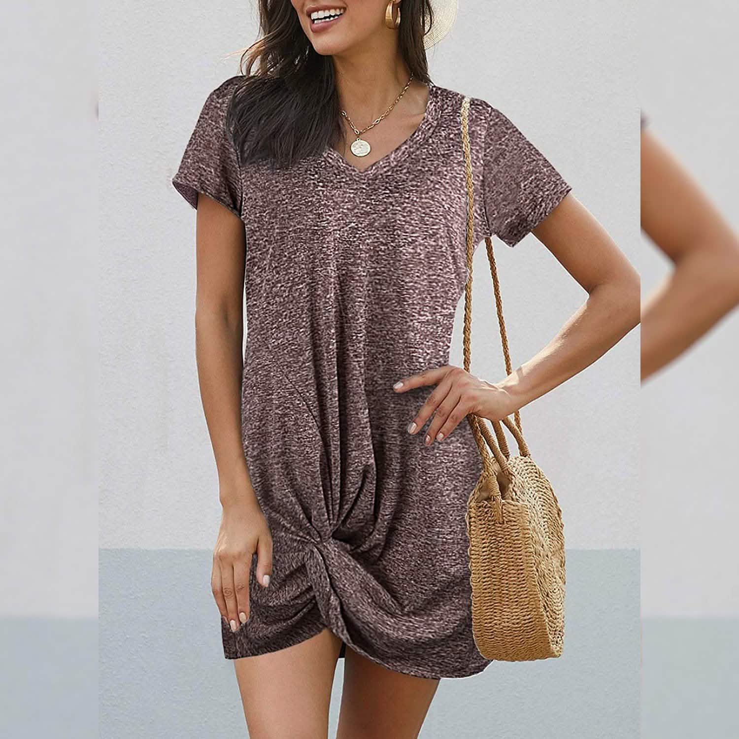 Dearlovers Womens Short Sleeve Tshirt Side Knot Mini Dress DailySale
