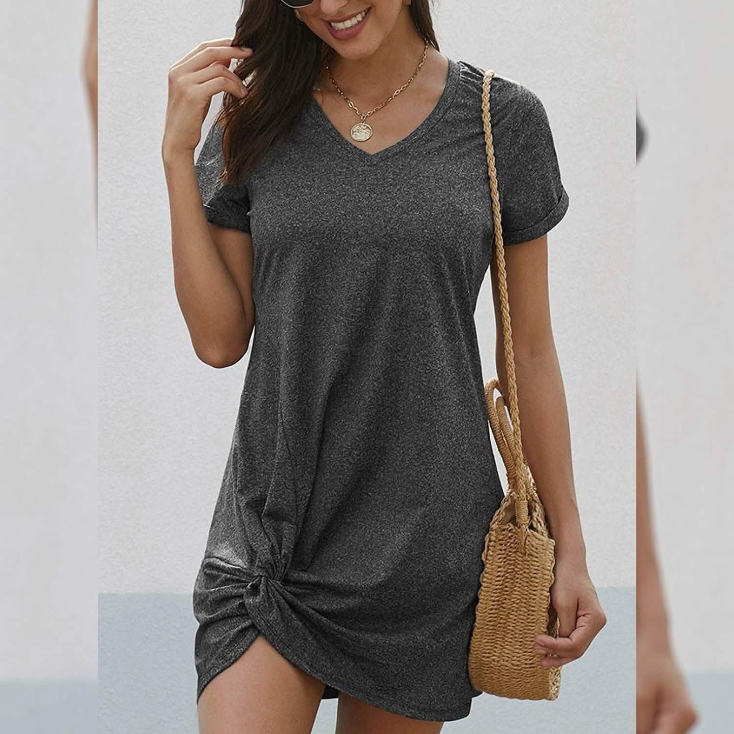 Dearlovers Womens Short Sleeve Tshirt Side Knot Mini Dress DailySale