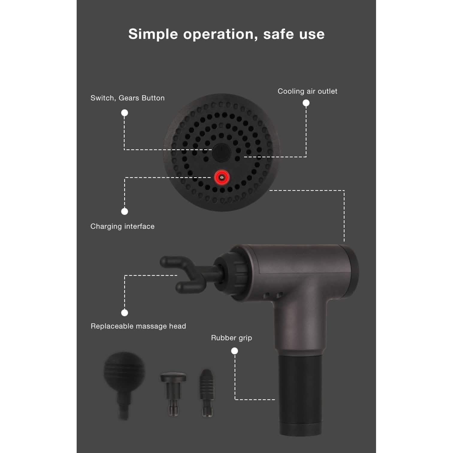 Deep Tissue Massage Gun with Interchangeable Heads DailySale