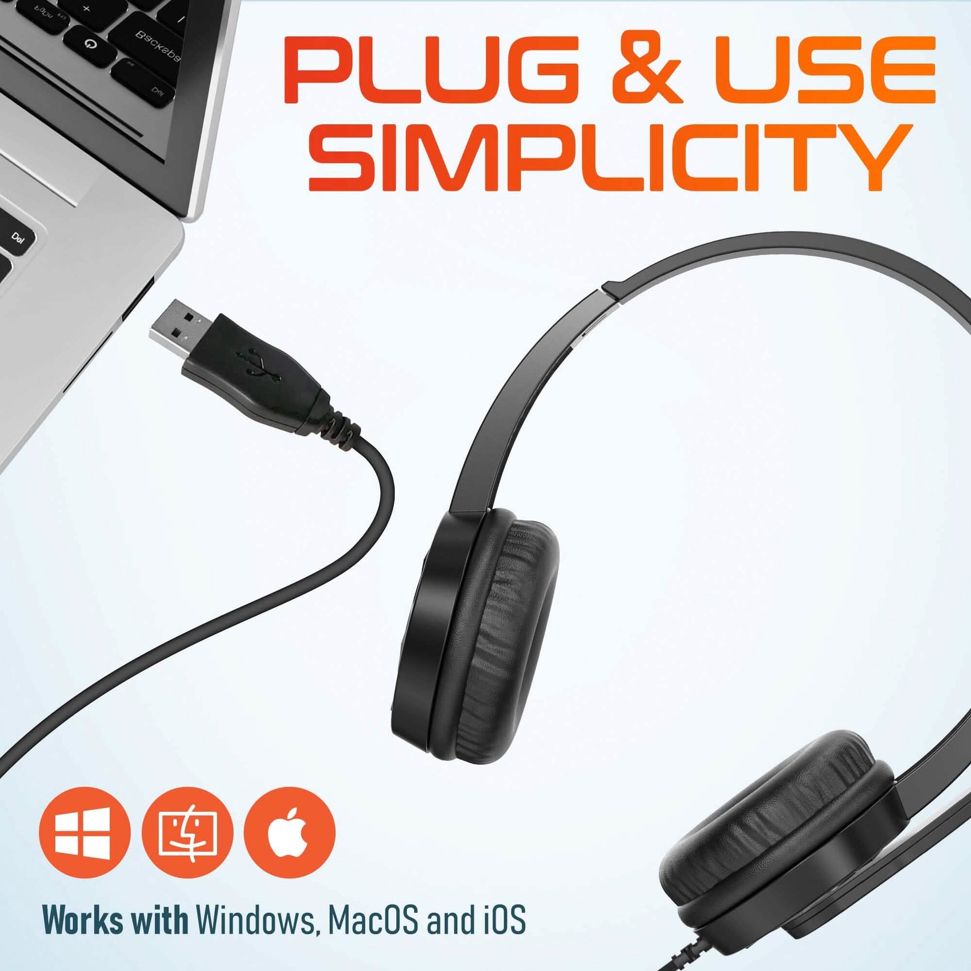 Delton 12Y USB Computer Headset with Microphone Noise Isolating Headphones In-Line Volume Control DailySale