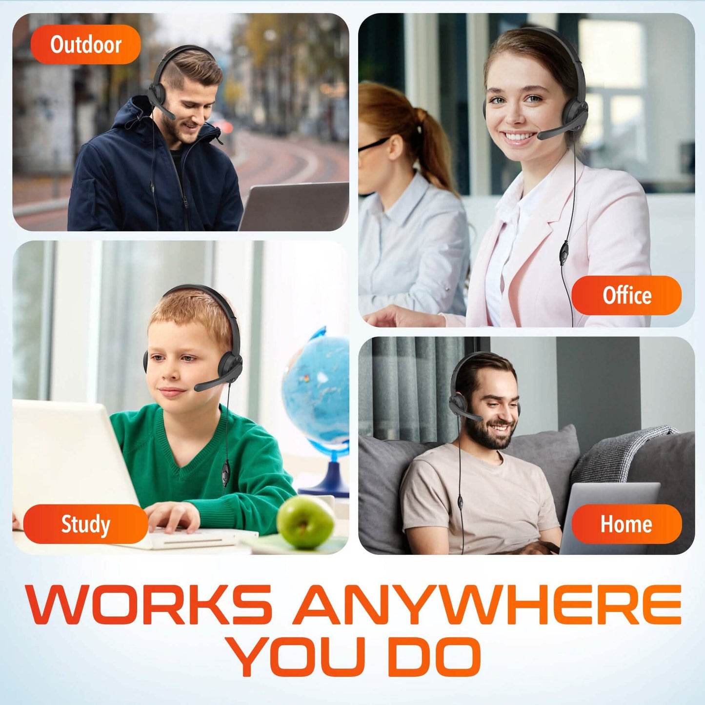 Delton 12Y USB Computer Headset with Microphone Noise Isolating Headphones In-Line Volume Control DailySale